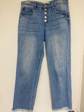 KanCan Light Blue High-Rise Straight Leg Jeans with Button-Fly